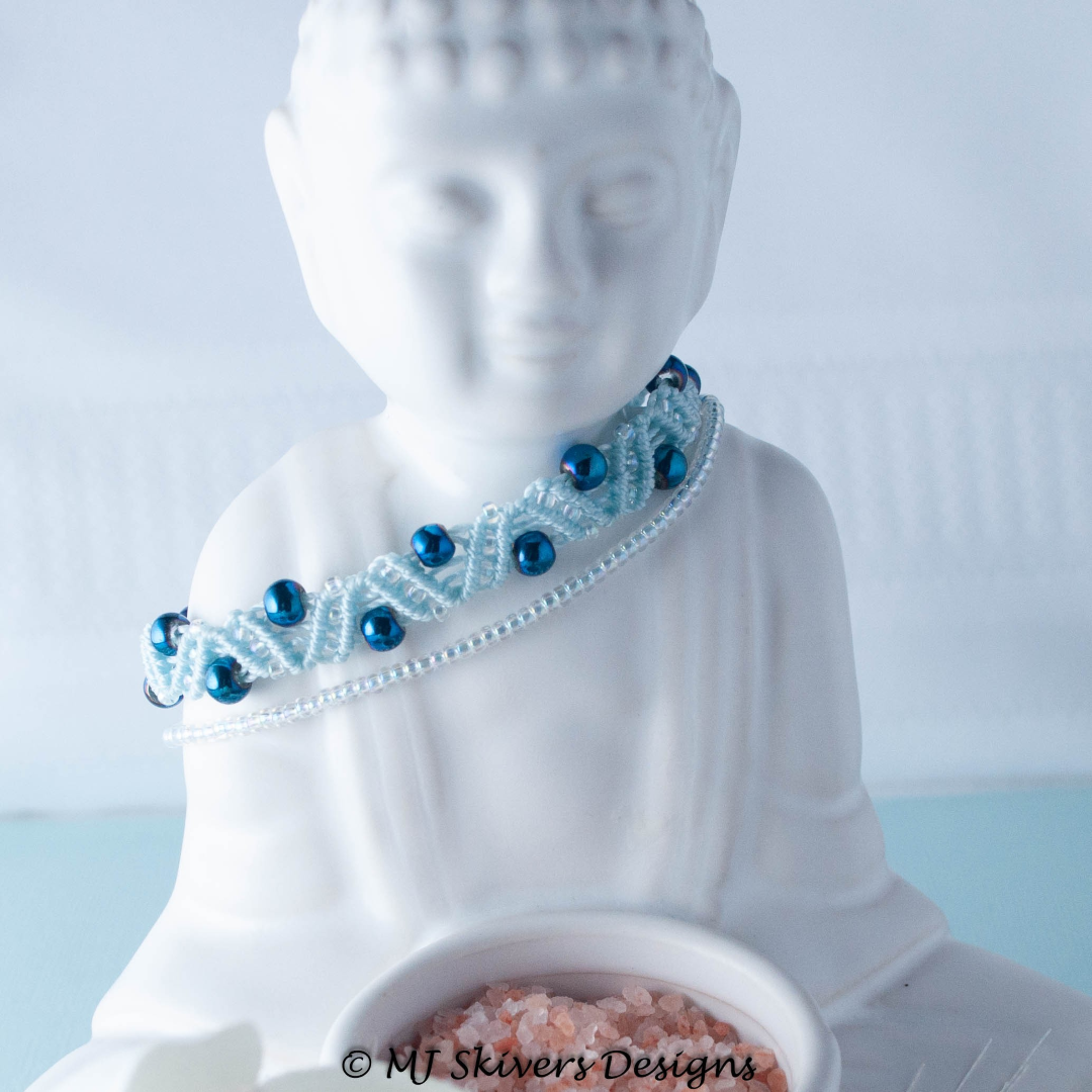 Double Strand Beaded Wavy Macrame Bracelet