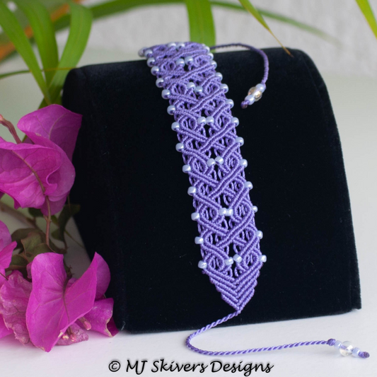 Macrame Cuff Bracelet - Purple