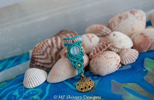 Macrame Dreadlock Bead - Teal with Mermaid Glass Bead