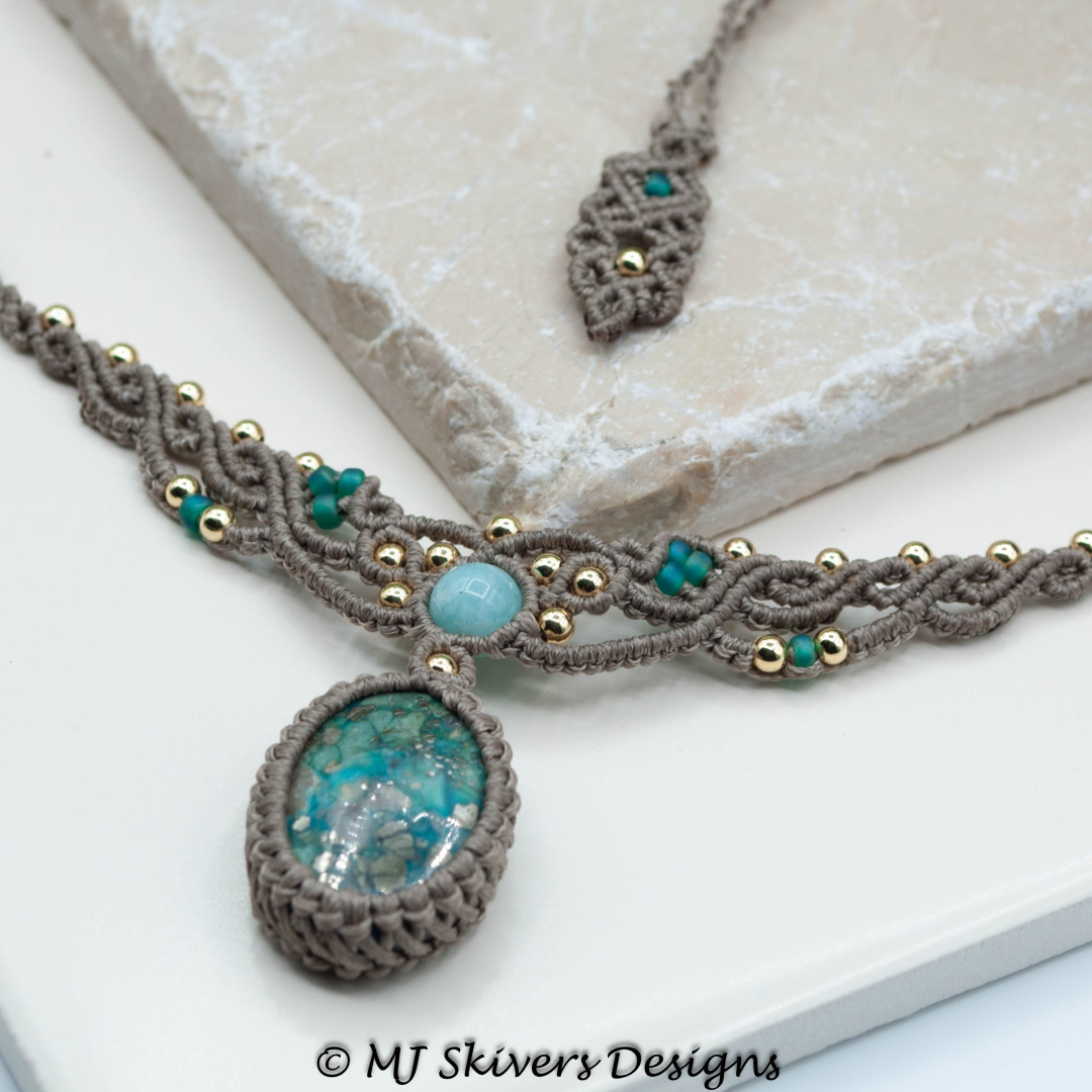 Macrame Boho Necklace - Iranian Turquoise