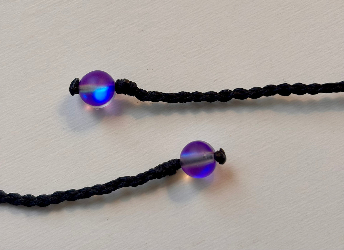 Shades of Purple - Black Macrame Necklace with Abalone