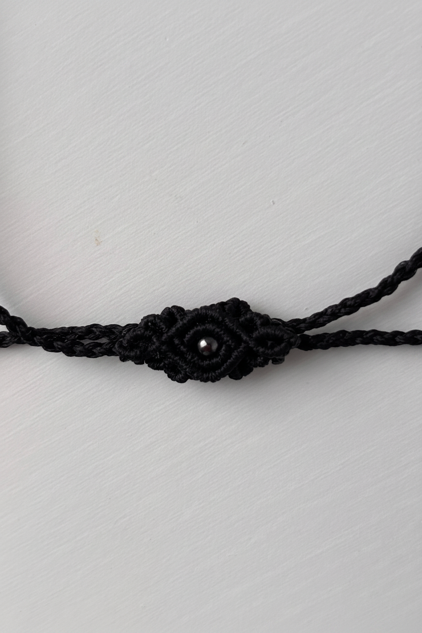 Shades of Purple - Black Macrame Necklace with Abalone