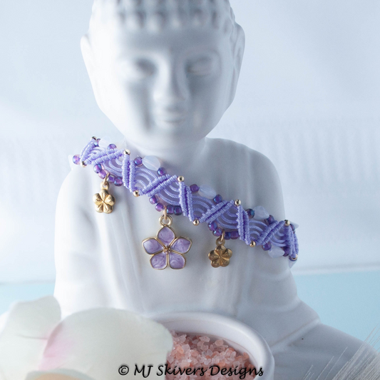 Macrame Double Zig Zag Design Anklet - Lavender