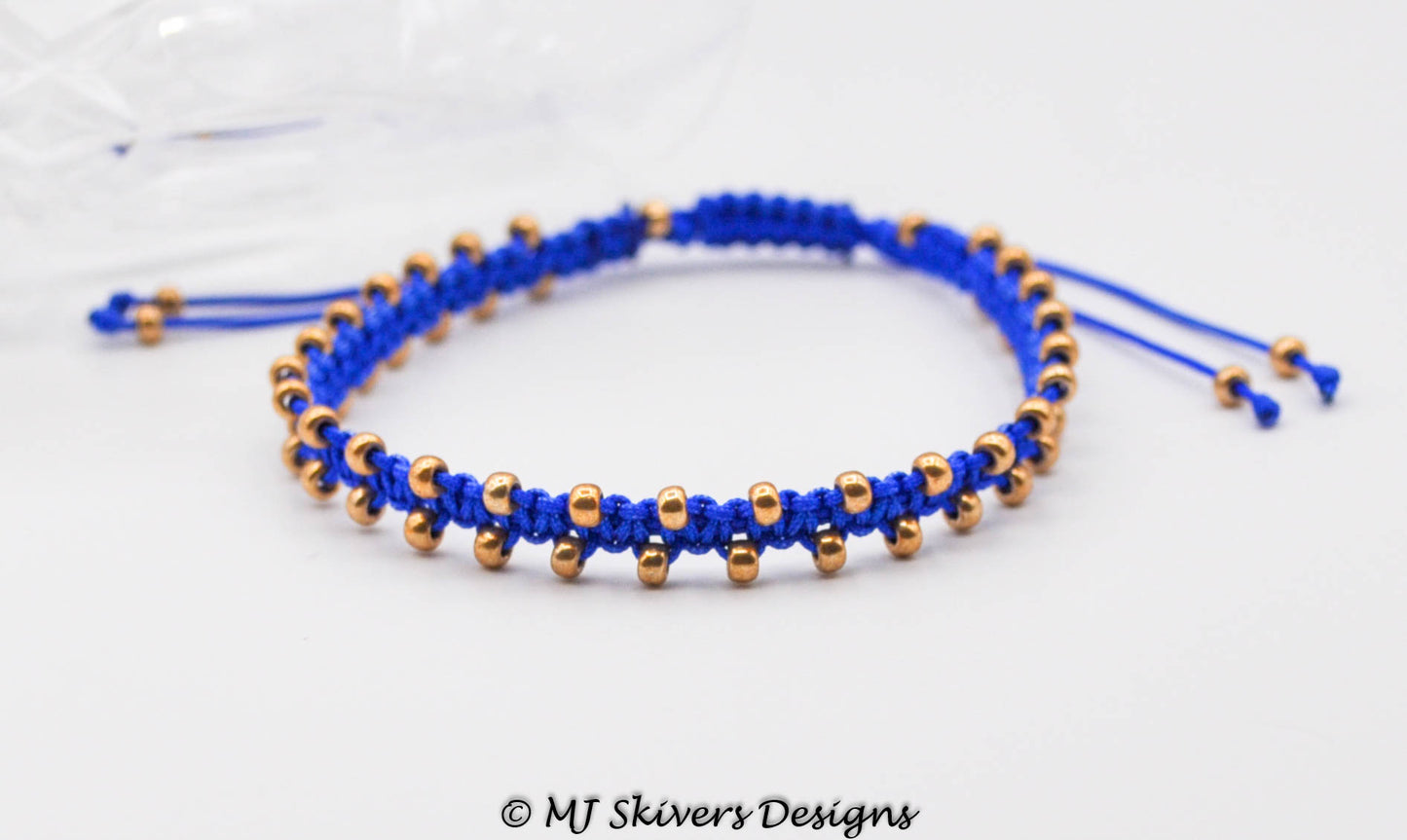 Macrame Bollywood Friendship Bracelet - Royal Blue/Gold
