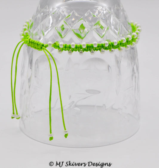 Macrame Bollywood Friendship Bracelet - Lime/Pearl