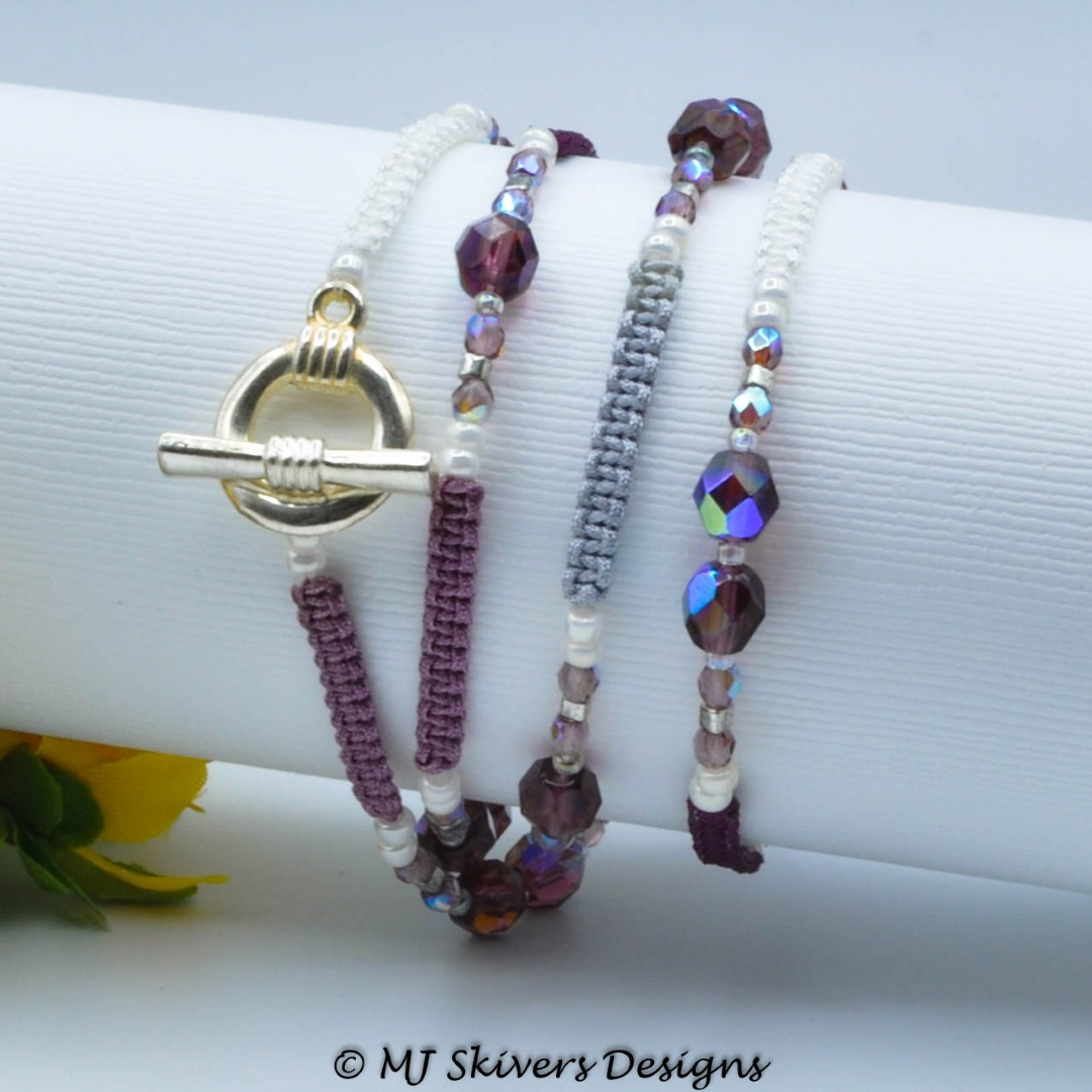 Micro Macrame Wrap Bracelet - Shades of Plum