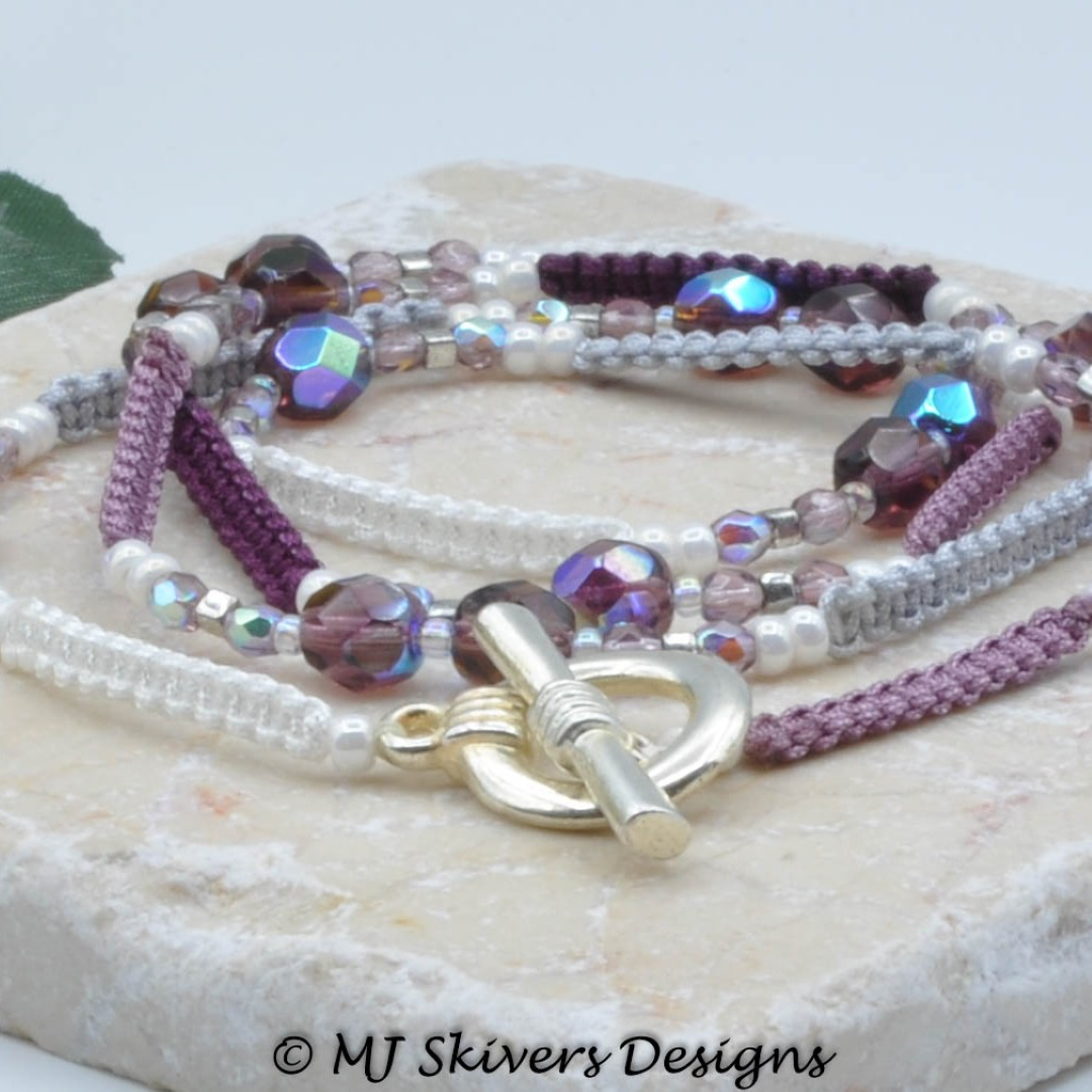 Micro Macrame Wrap Bracelet - Shades of Plum