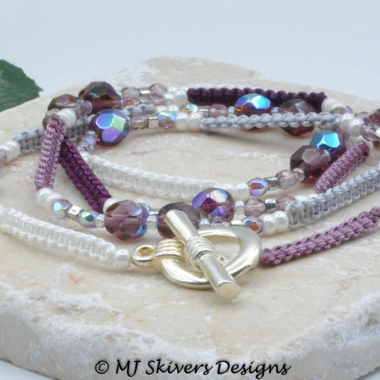 Micro Macrame Wrap Bracelet - Shades of Plum