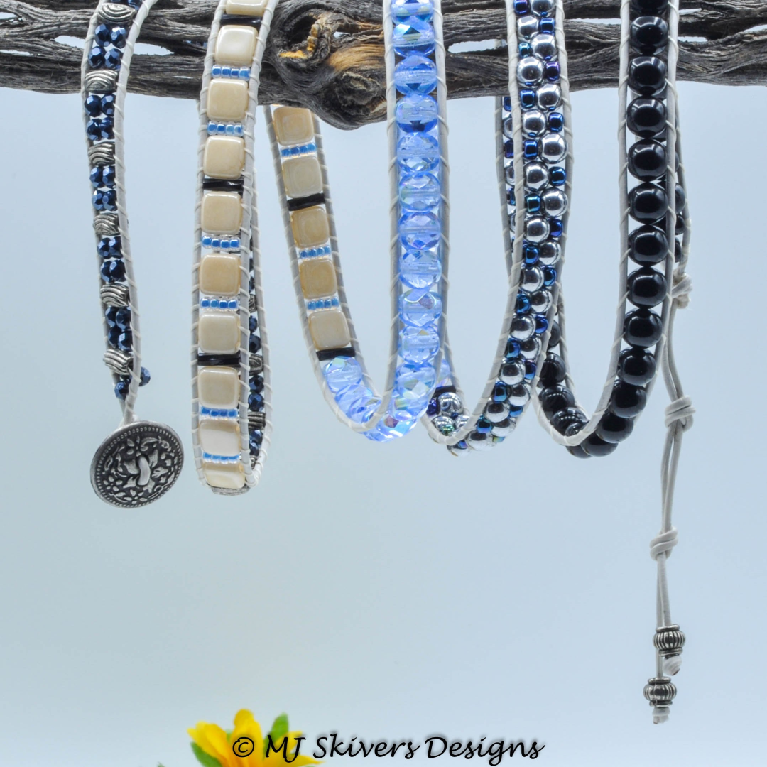 Shades of Blue - Leather Multi-Wrap Bracelet