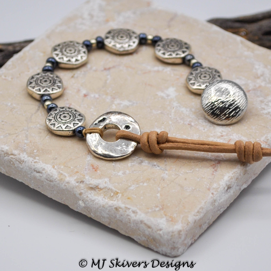 Pewter and Seed Bead Bracelet