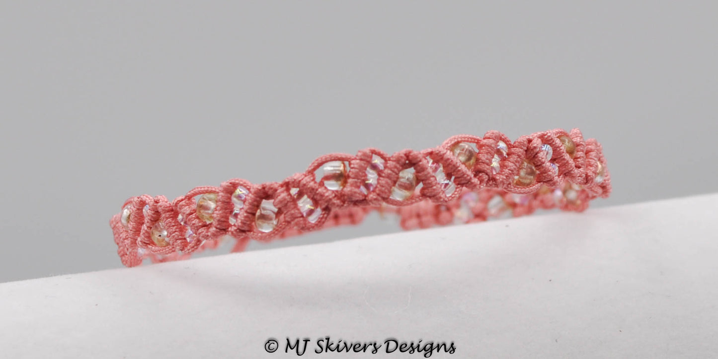 Macrame Wispy Bracelet - Coral