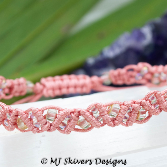 Macrame Wispy Bracelet - Coral