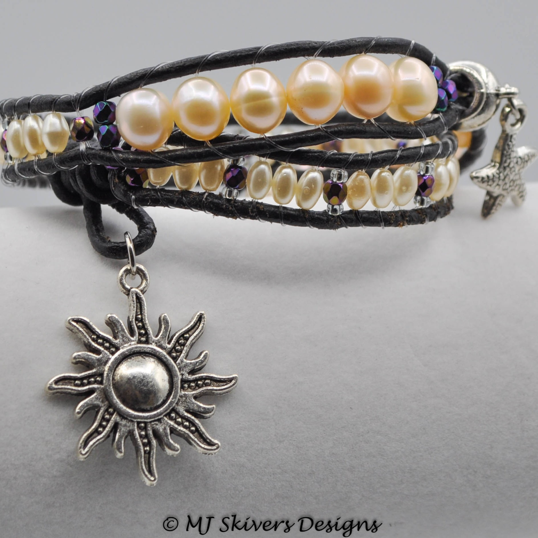 Leather Multi-Wrap Bracelet - Pearls Galore