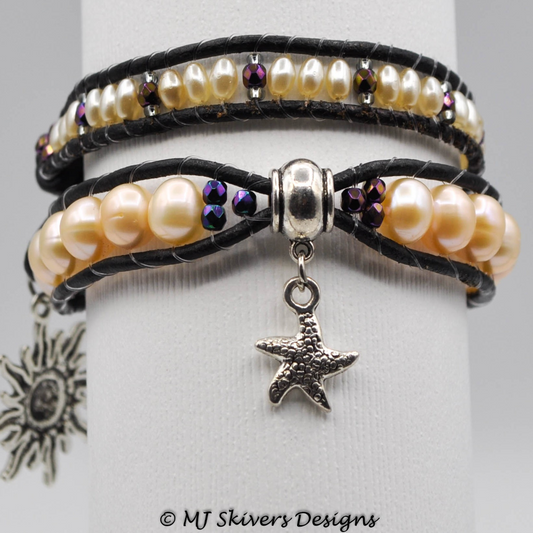 Leather Multi-Wrap Bracelet - Pearls Galore