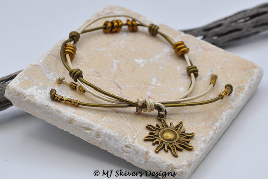Two-tone Barrel Knot Leather Bracelet
