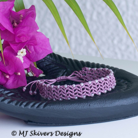 Macrame Zig Zag Weave Bracelet - Plum