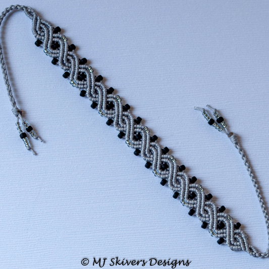 Macrame Bracelet - Beaded Double Ribbon