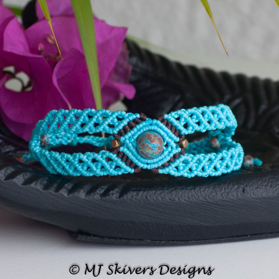 Handcrafted Macramé Bracelet with Calsilica Jasper | Boho Style