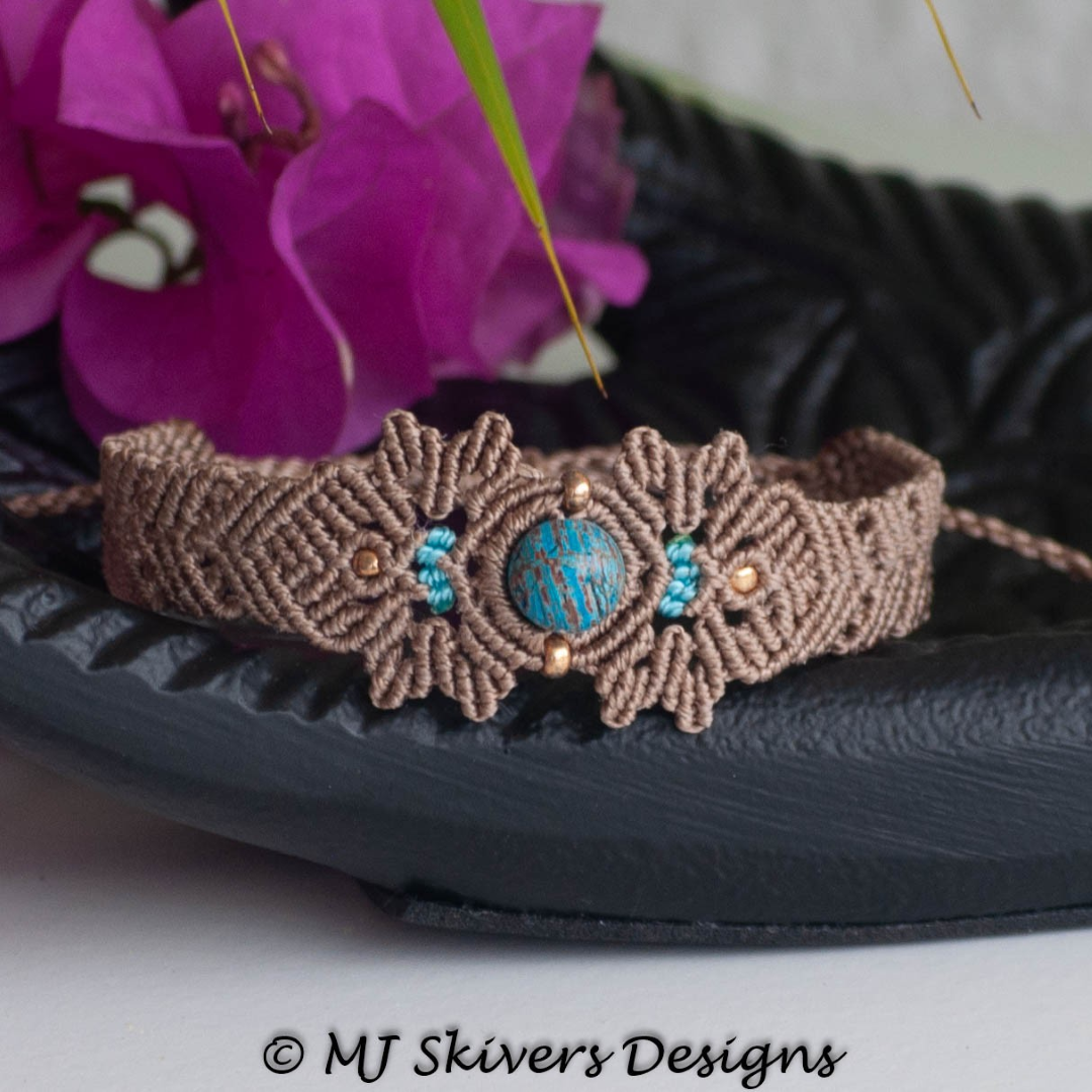 Boho Macrame Bracelet with Calsilica Jasper