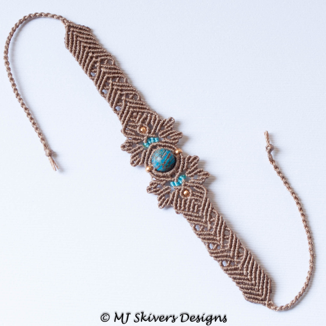 Boho Macrame Bracelet with Calsilica Jasper