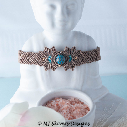 Boho Macrame Bracelet with Calsilica Jasper