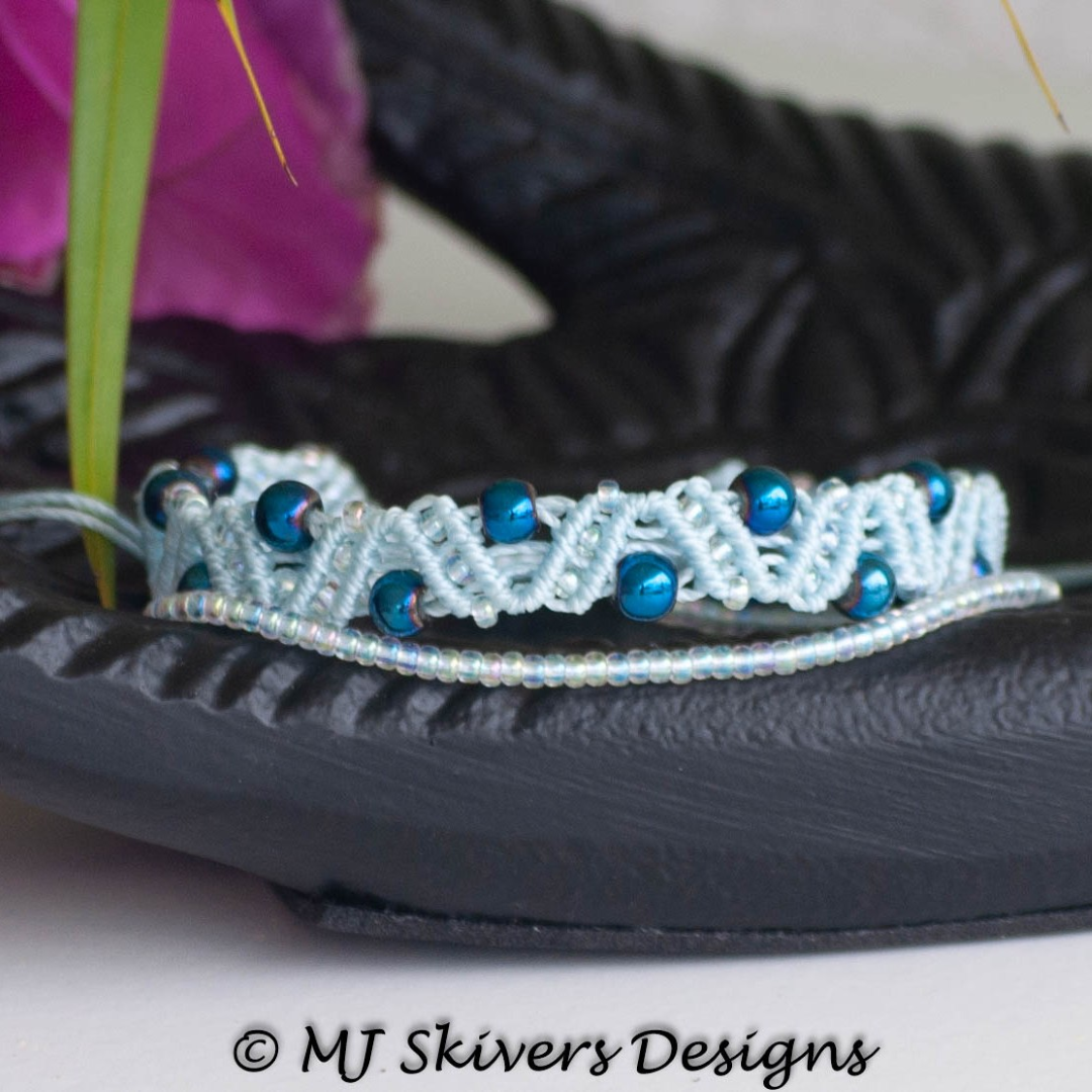 Double Strand Beaded Wavy Macrame Bracelet