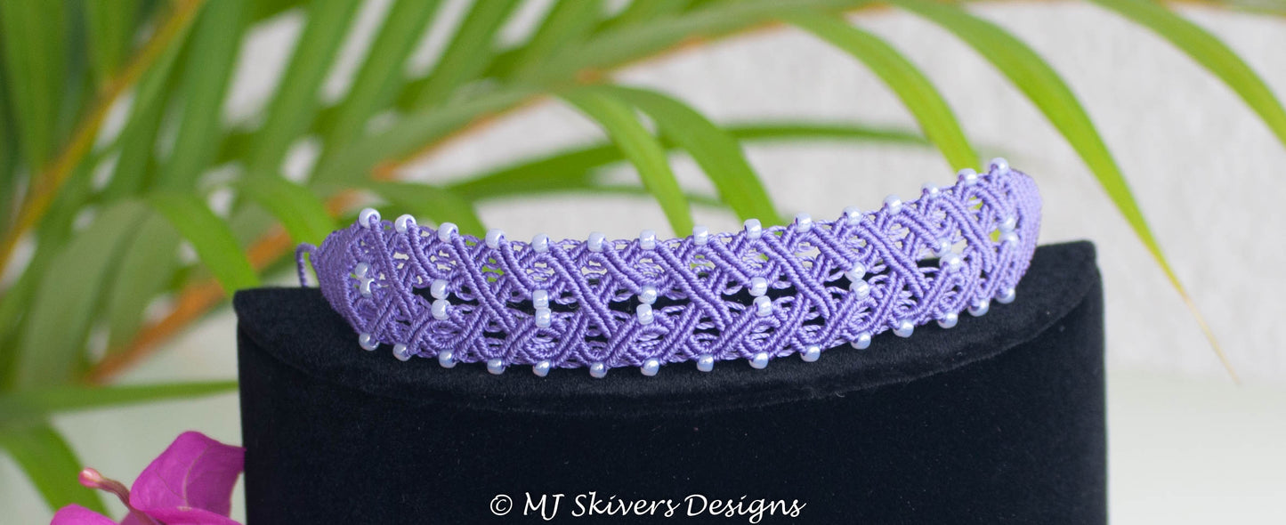 Macrame Cuff Bracelet - Purple