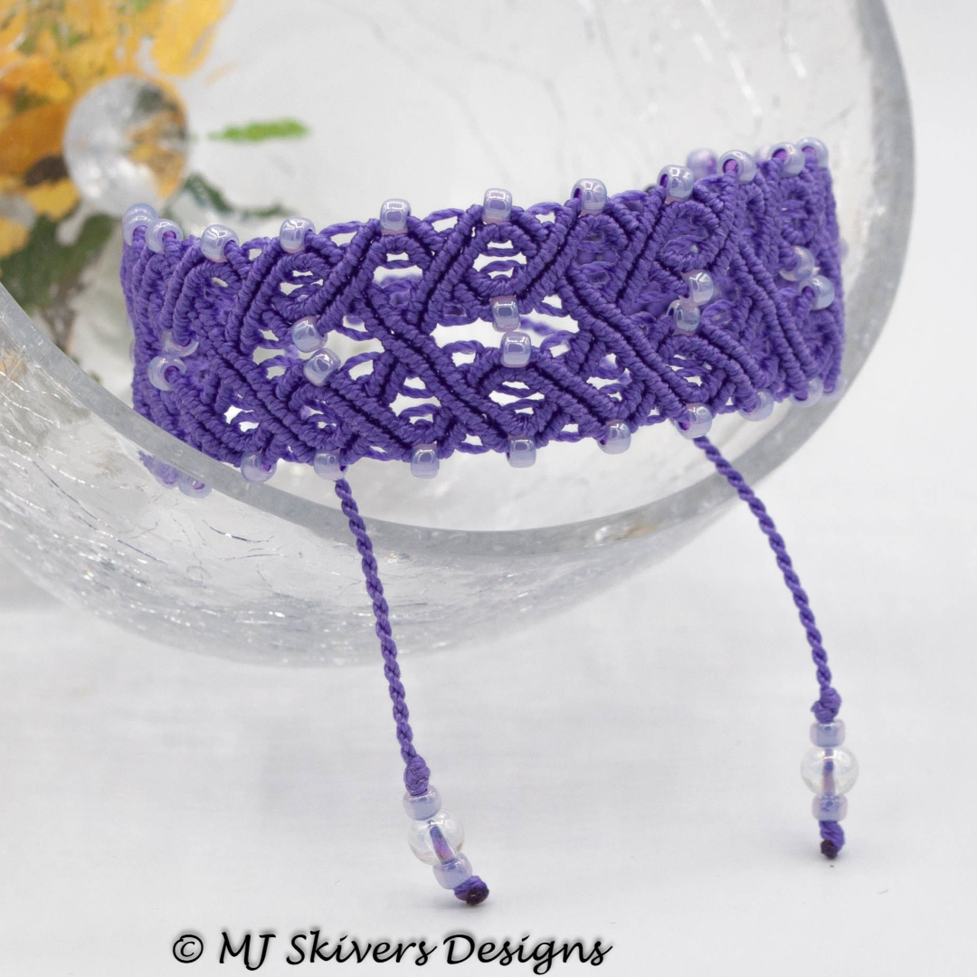 Macrame Cuff Bracelet - Purple