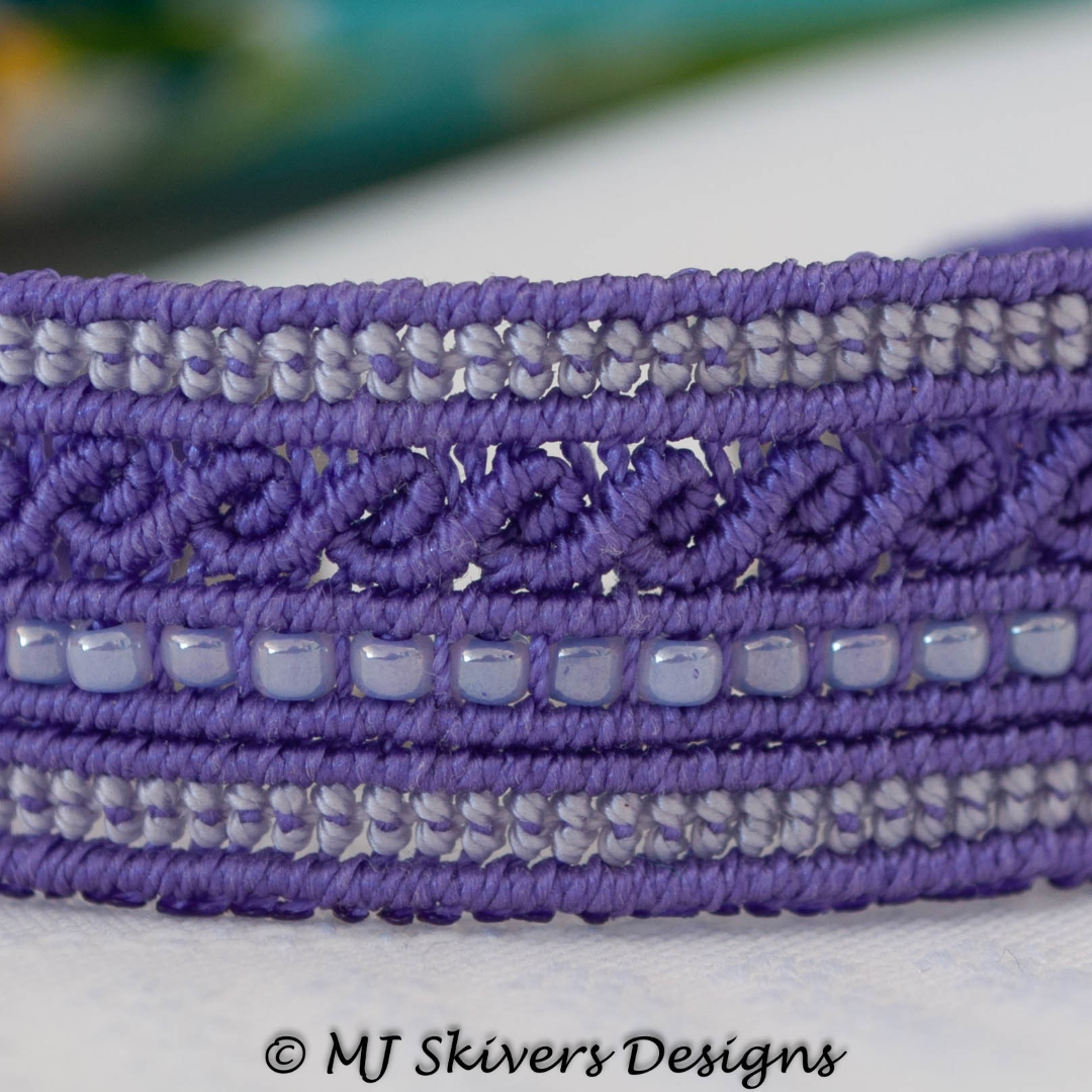 Micro Macrame Cuff Bracelet - Purple