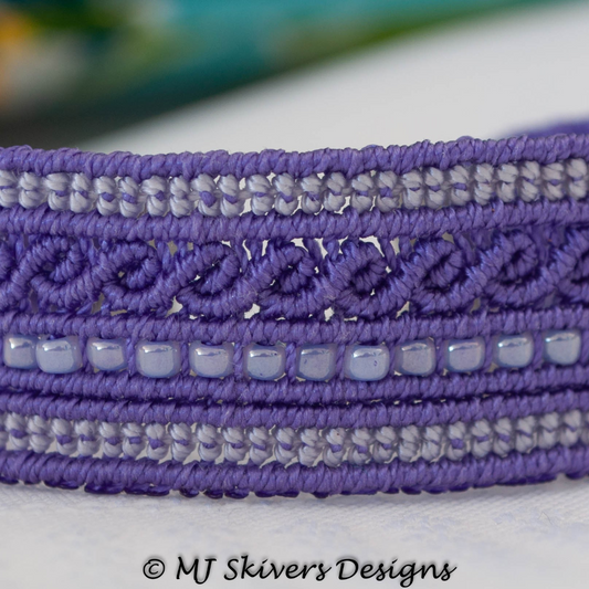 Micro Macrame Cuff Bracelet - Purple