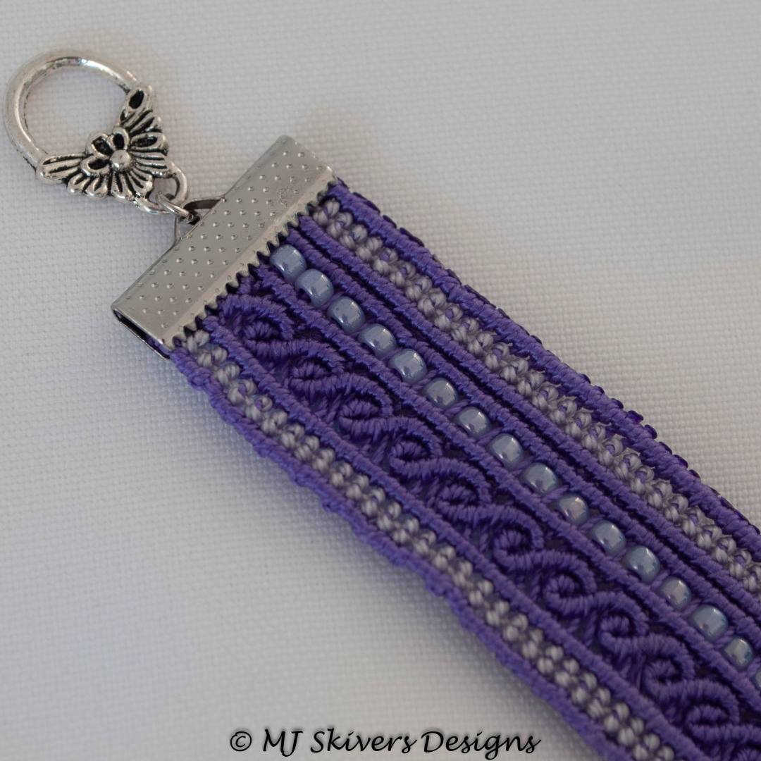 Micro Macrame Cuff Bracelet - Purple