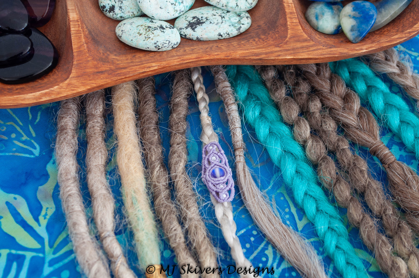 Macrame Dreadlock Bead - Lavender Filigree