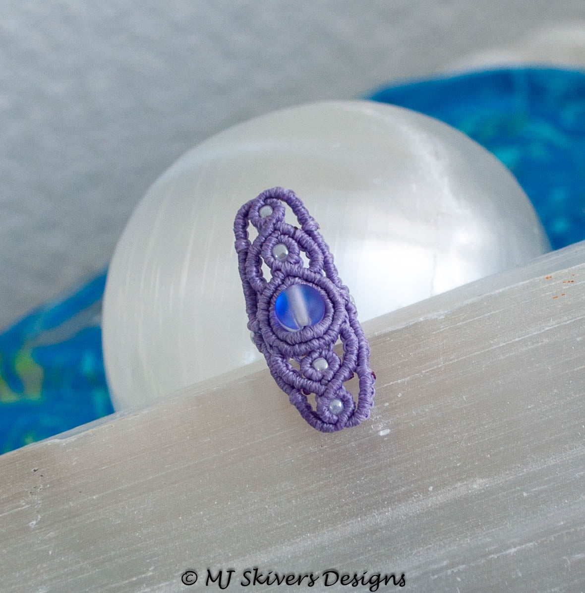 Macrame Dreadlock Bead - Lavender Filigree