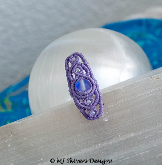 Macrame Dreadlock Bead - Lavender Filigree