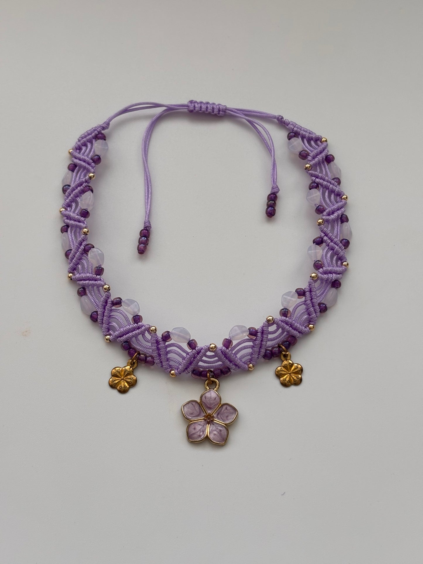 Macrame Double Zig Zag Design Anklet - Lavender