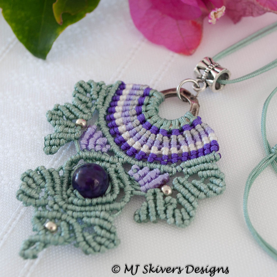 Macrame Pendant Necklace - Amethyst