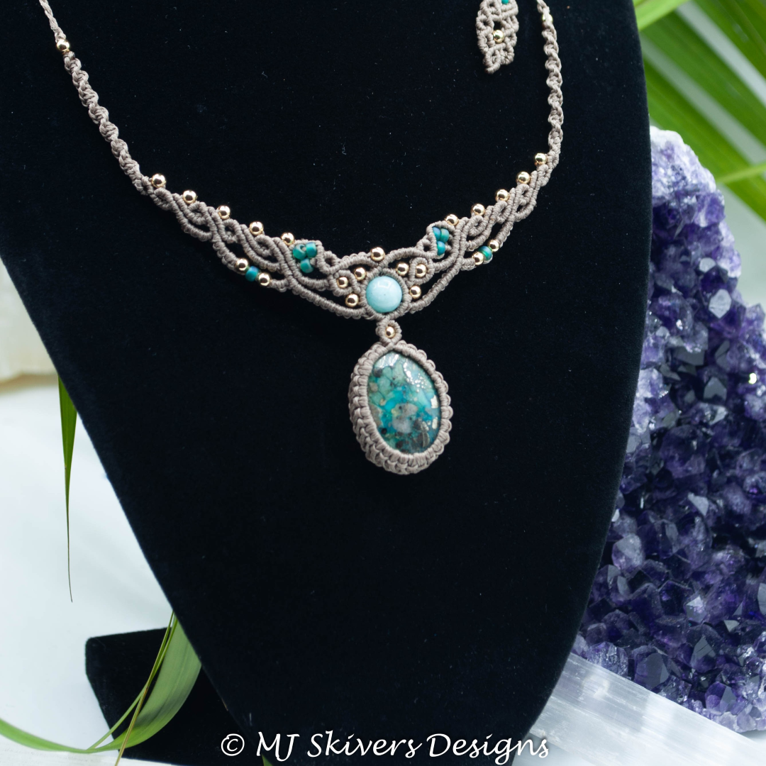 Macrame Boho Necklace - Iranian Turquoise