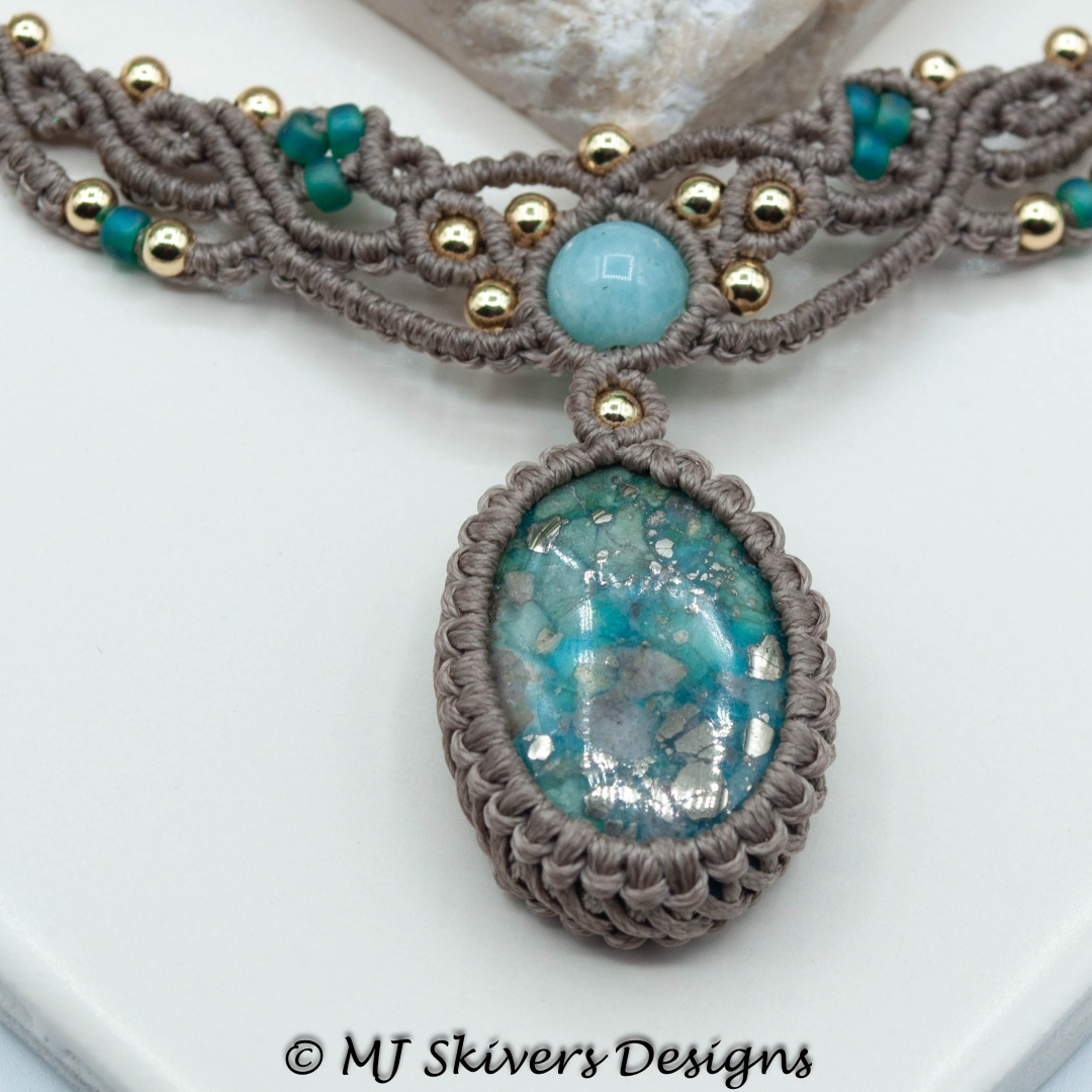 Macrame Boho Necklace - Iranian Turquoise
