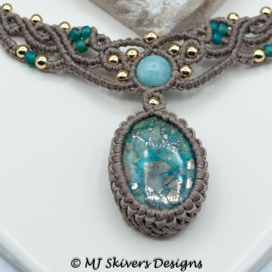 Macrame Boho Necklace - Iranian Turquoise