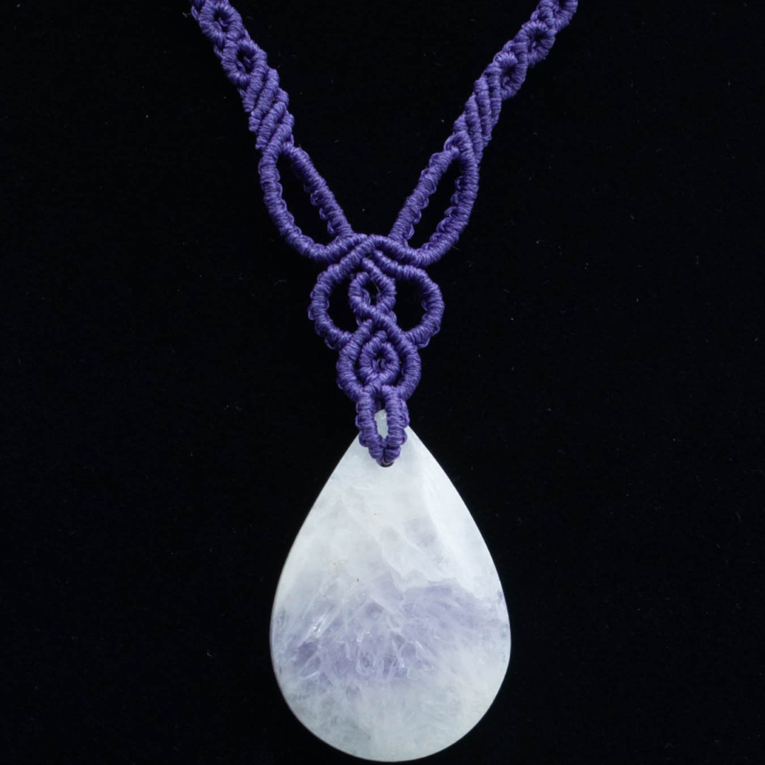 Macrame Drop Necklace - Amethyst