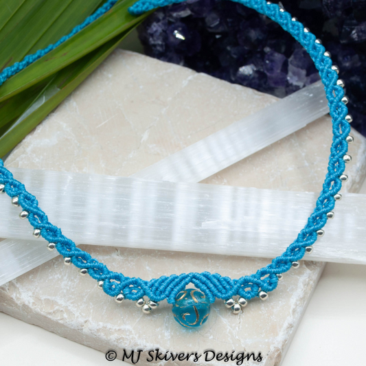 Macrame Choker Necklace - Frosted Bead