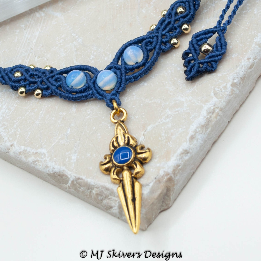 Macrame Drop Necklace - Opalite
