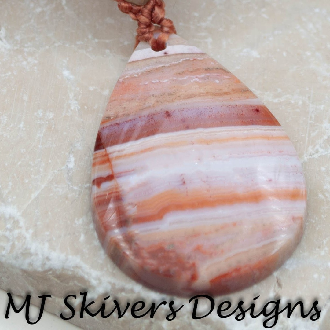 Macrame Drop Necklace - Botswana Agate