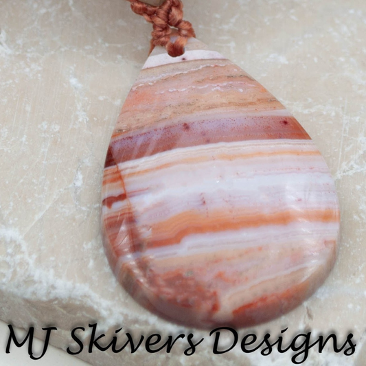 Macrame Drop Necklace - Botswana Agate