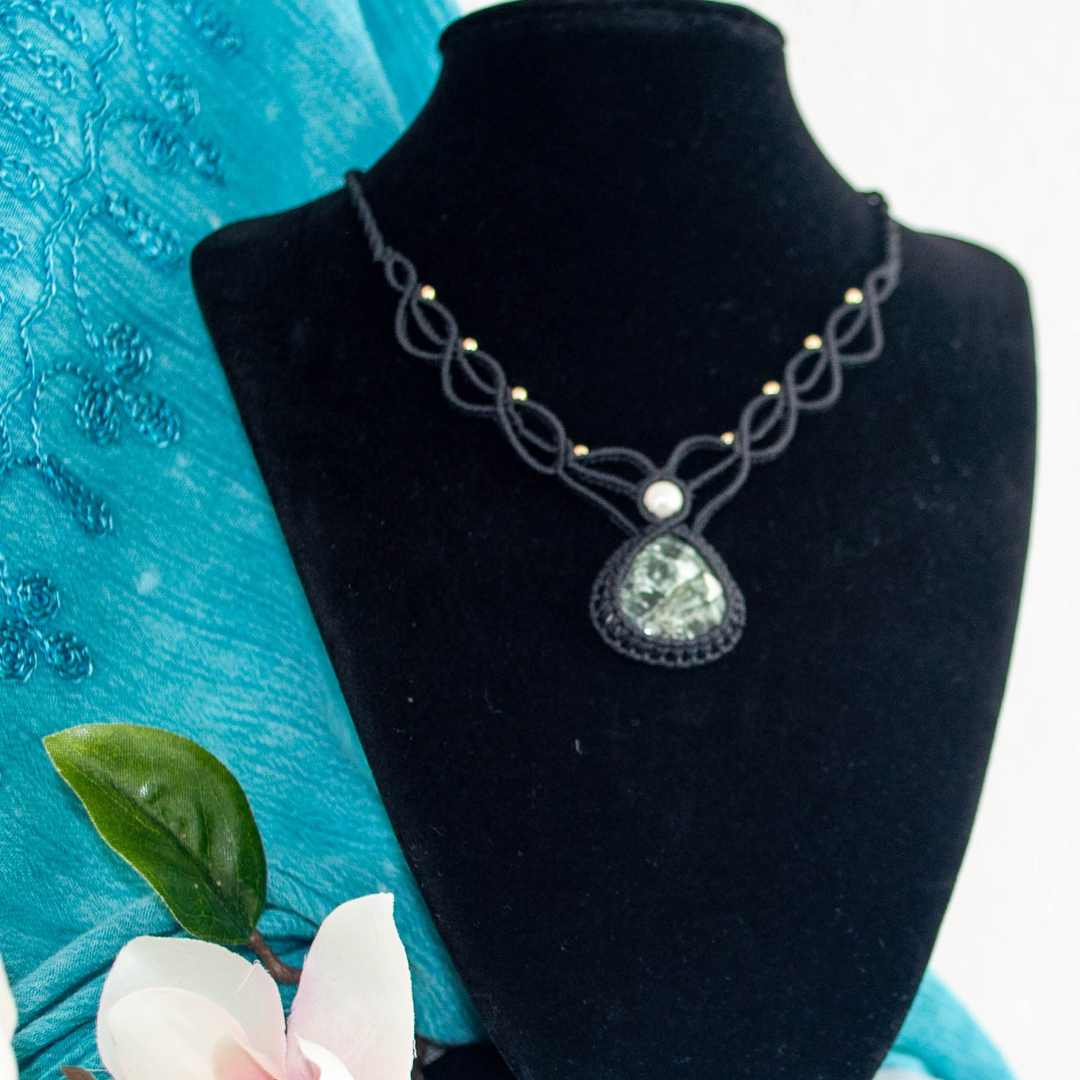 Seraphinite Macrame Necklace - Black